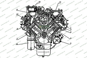 Поперечный разрез двигателя 740.30-260 КамАЗ-740