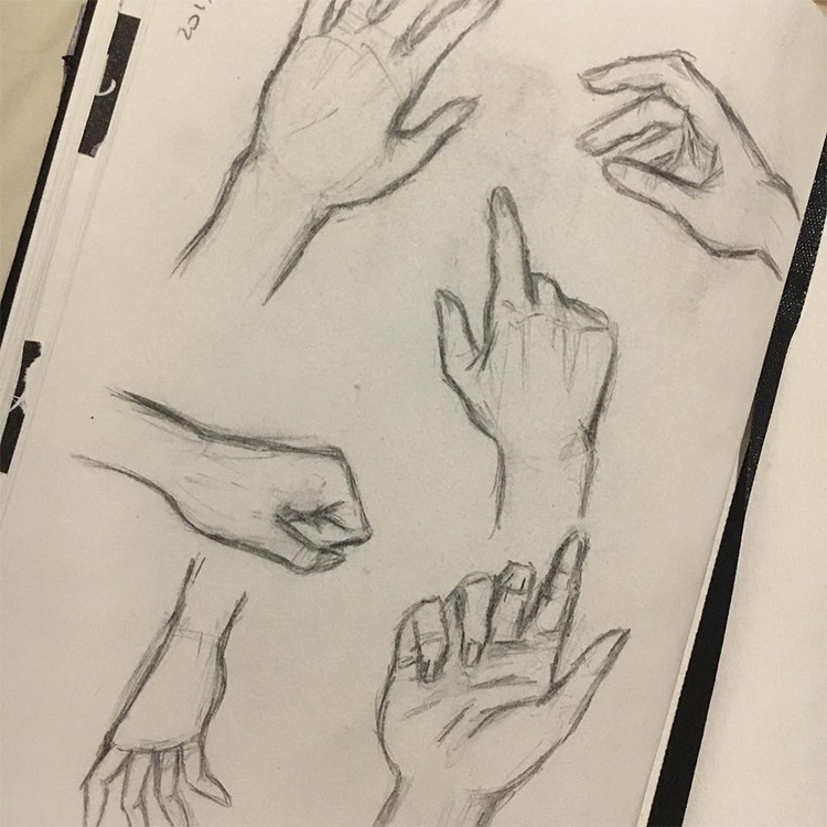 Simple sketches of hands