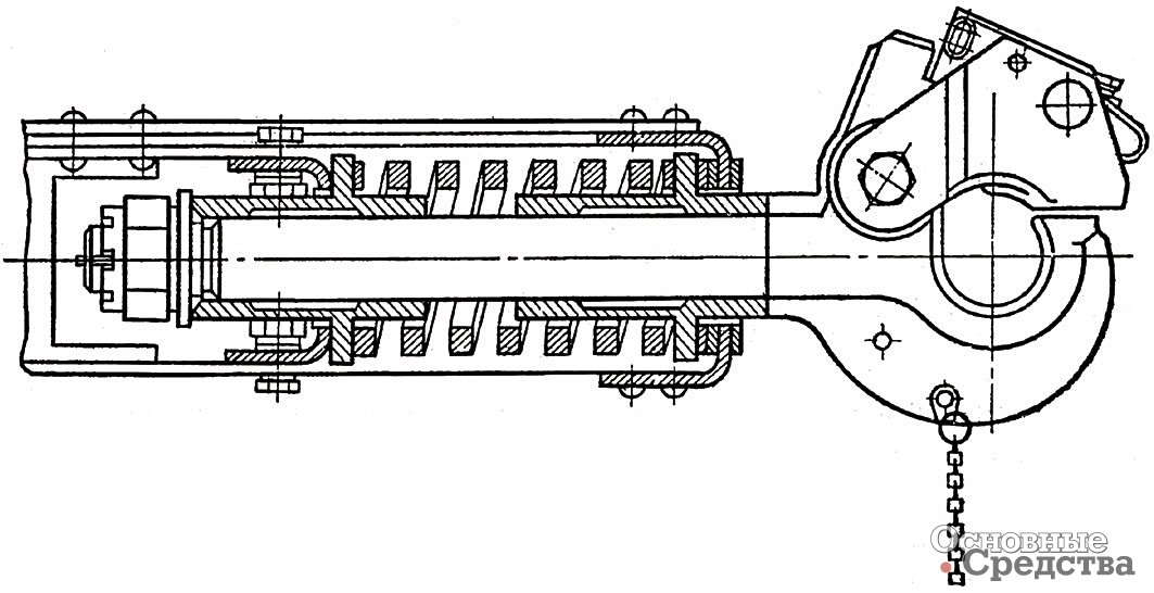 Устройство крюкового ТСУ для тракторов с пружинным демпфером