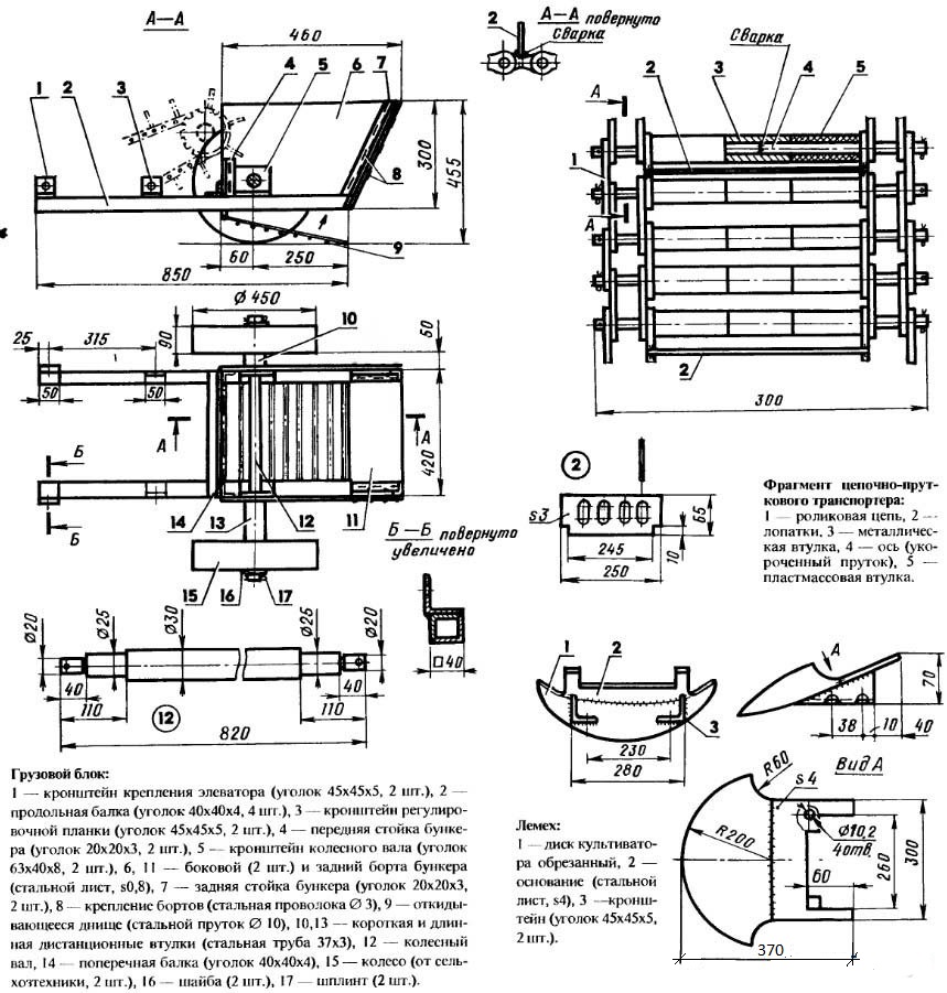 Транспортерные картофелекопалки - чертеж