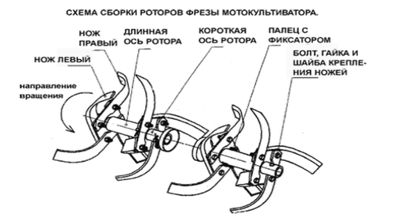 Схема сборки фрез для мотокультиватора