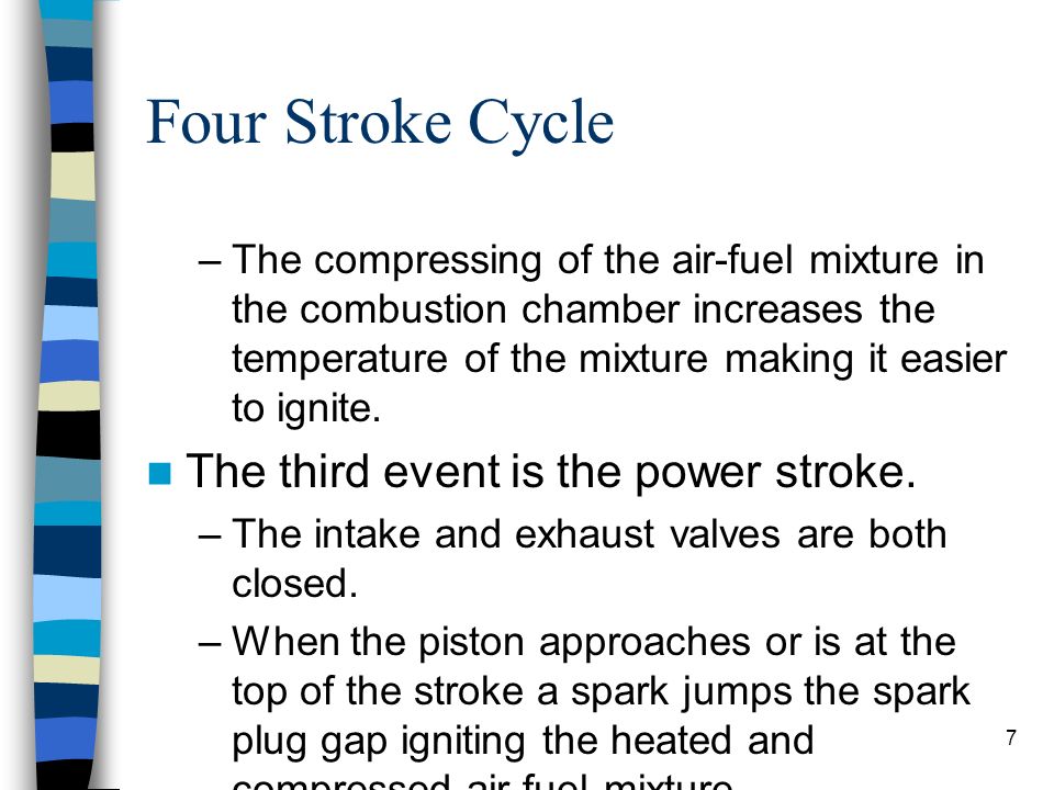 Four Stroke Cycle The third event is the power stroke.