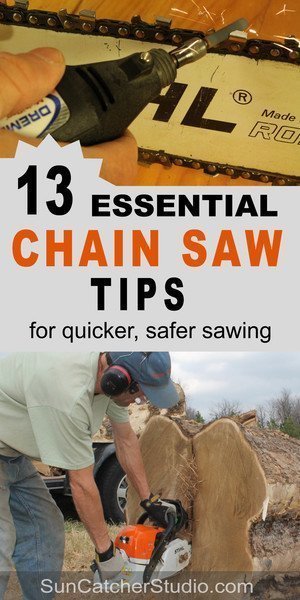 Chainsaw sharpening, repair, and safety tips.  Includes information on bar oil, tension, gauge, pitch and how to sharpen a chainsaw.