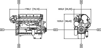 Габаритный чертеж двигателя Caterpillar C15 ACERT